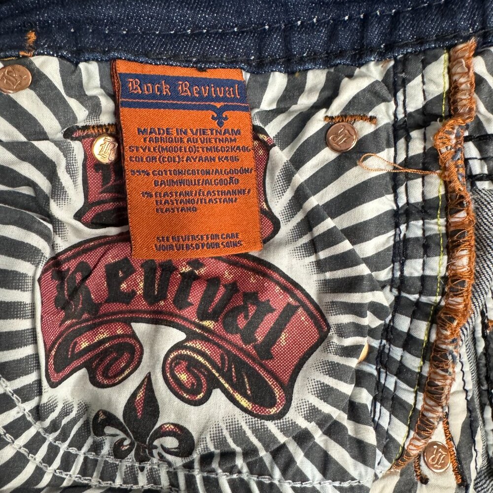 Rock Revival Ayaan Biker Jeans Mens Size 31 (Measures 34x33) - Picture 5 of 7